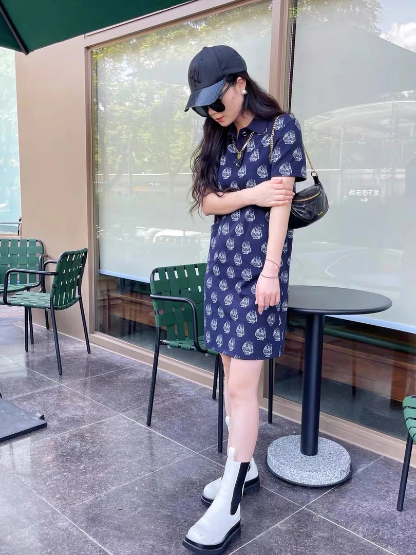 2024夏季小香风polo领直筒短袖连衣裙1500297