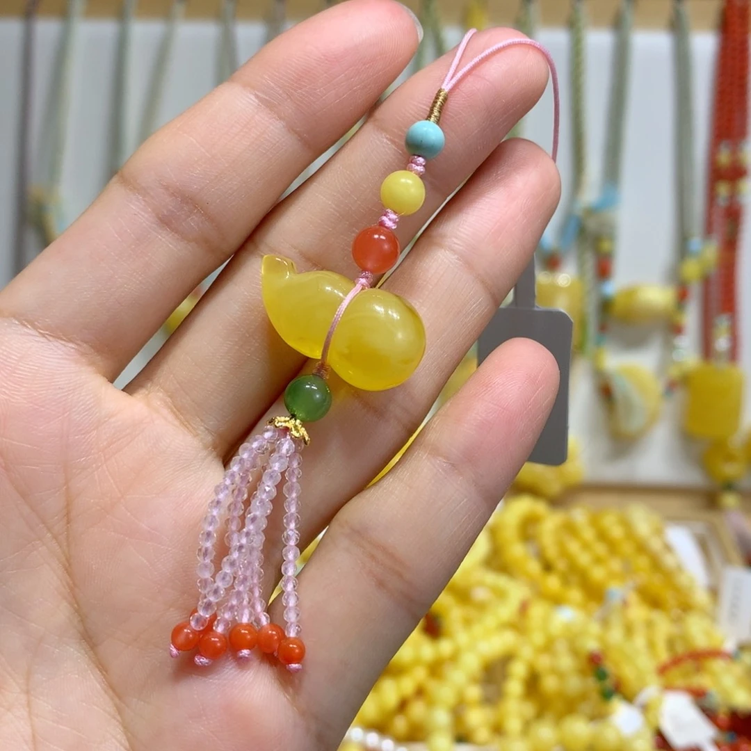 裸石蜜蜡未镶嵌手机挂