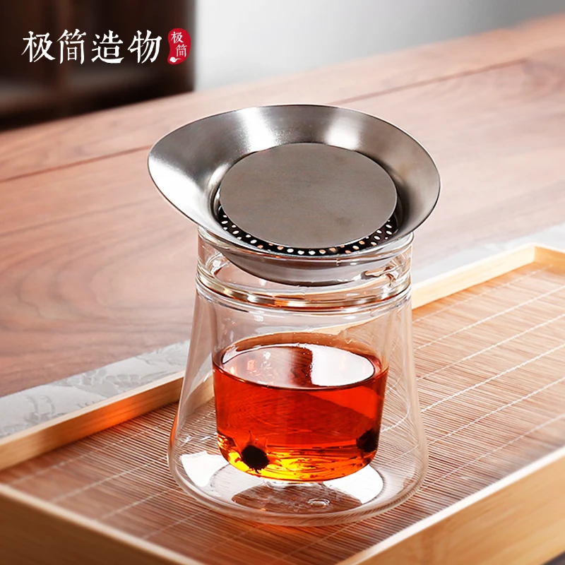 纯钛手抓壶防烫双层高硼硅玻璃泡茶盖碗单个高档家用功夫茶碗带盖