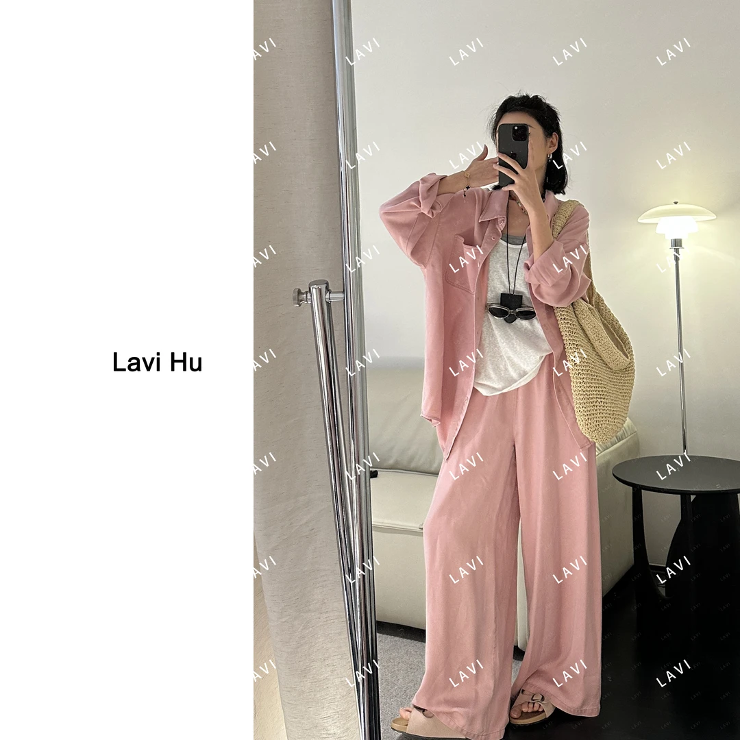 草莓椰冰 100天 丝 气质时尚休闲牛仔衬衫套装LW3505