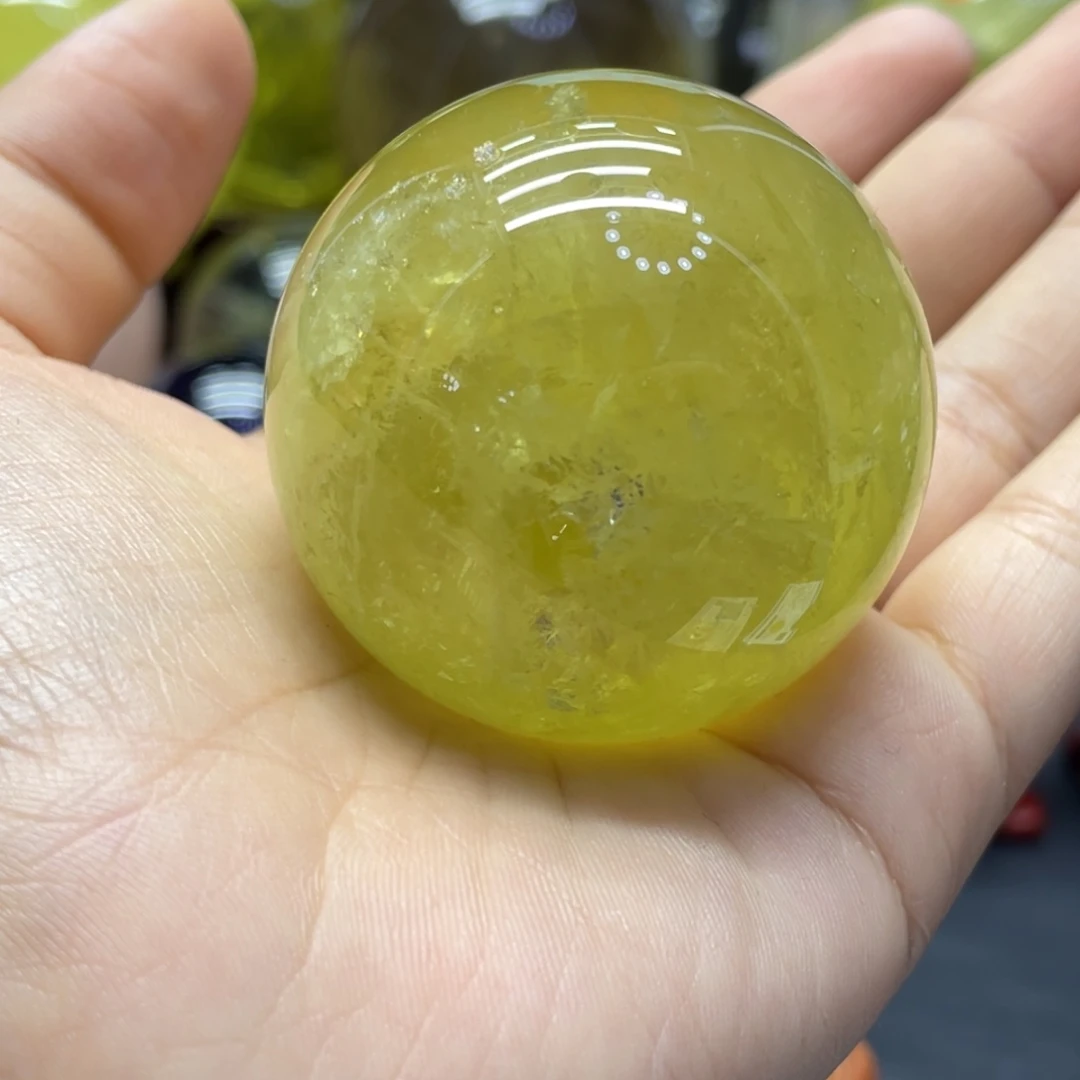 未镶嵌珠宝半成品水晶MM黄水晶球C2456