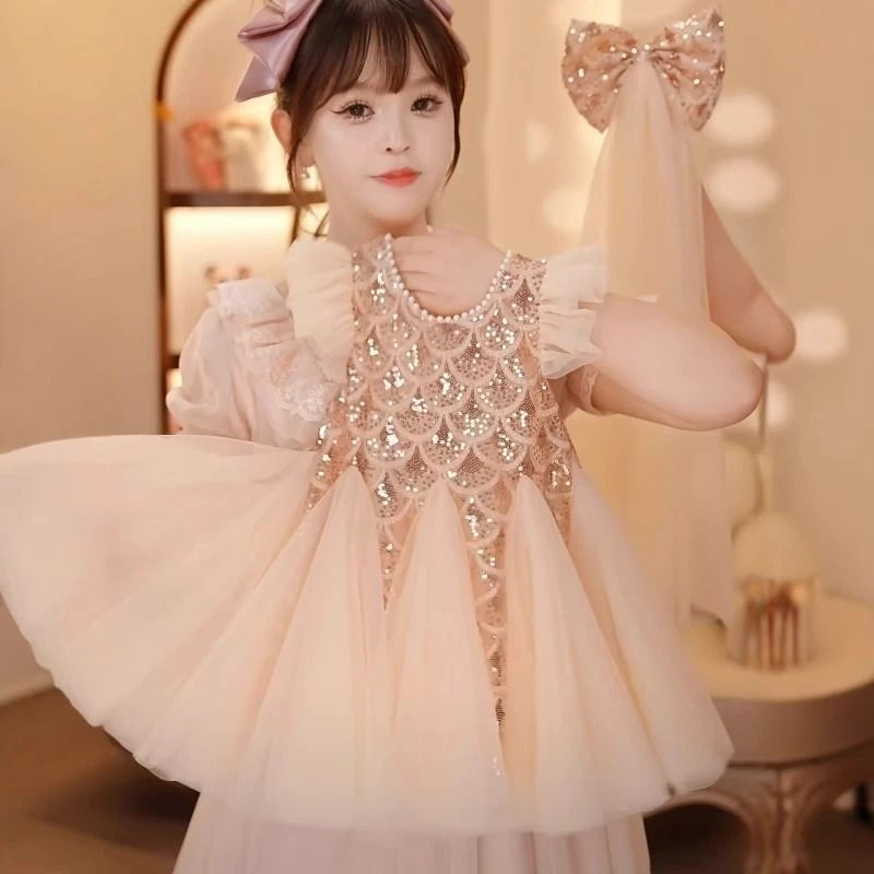 女童连衣裙夏季2025新款洋气儿童高端蓬蓬公主裙女孩生日礼服裙子