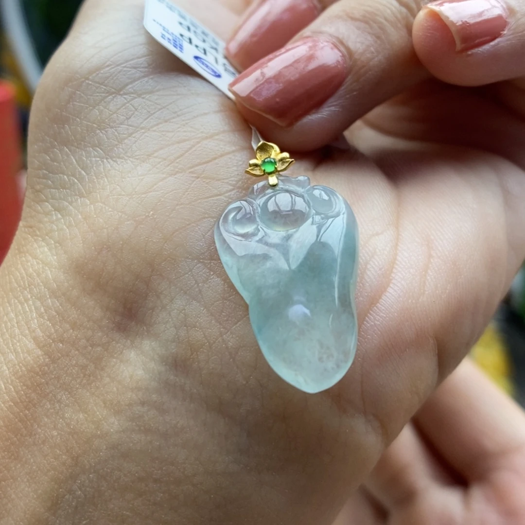 翡翠18K金镶嵌颈饰吊坠6