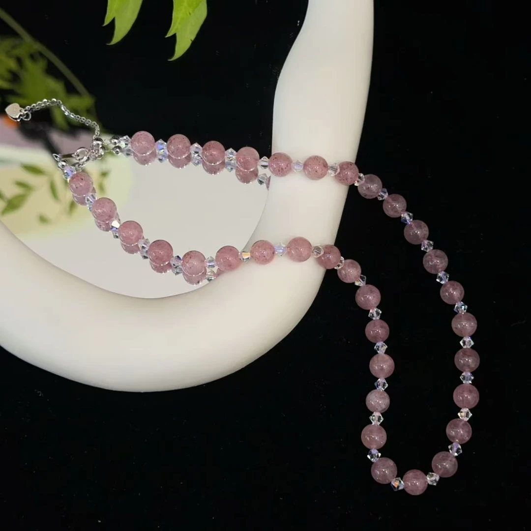 FUXI/福熙 非金属仿水晶项链 【怦然心动】新款百搭粉色项链1382