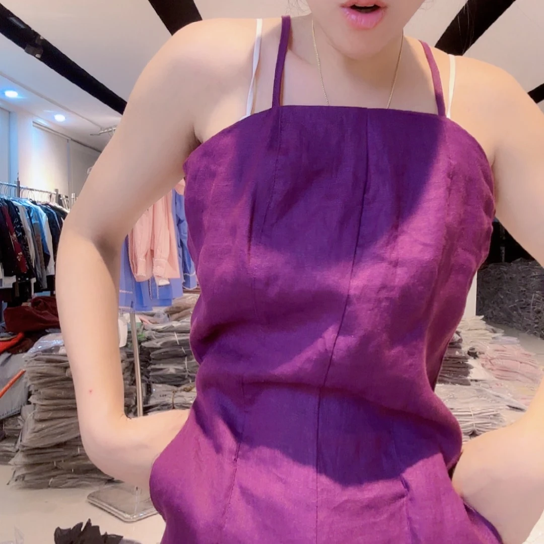 紫色亚麻连体120斤