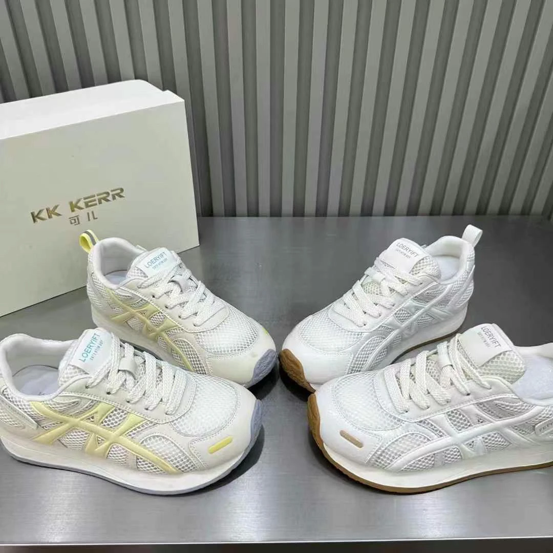 欧洲站2025夏季新款真皮厚底透气运动休闲鞋女圆头轻便百搭阿甘鞋