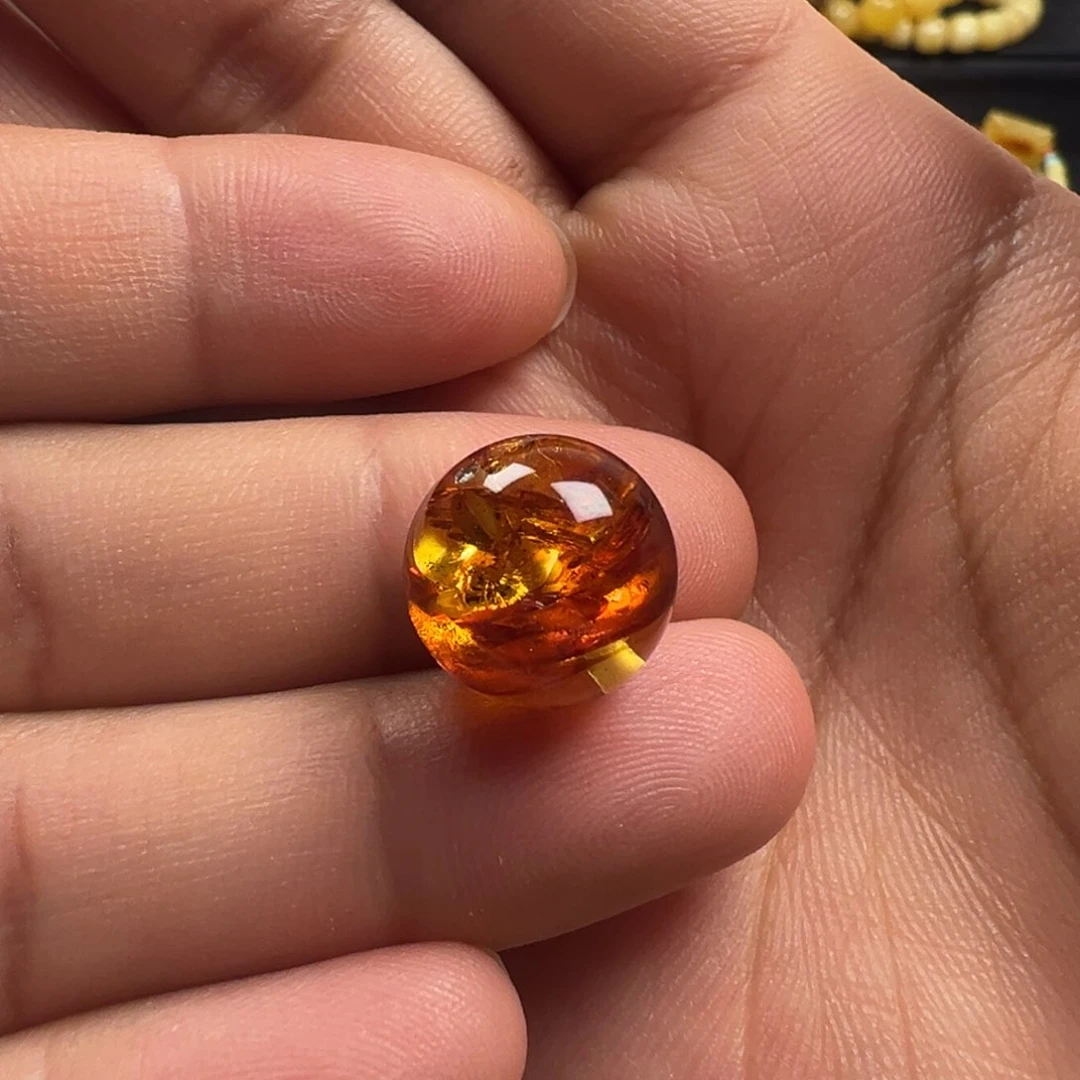 琥珀（花珀）颈饰未镶嵌散珠12mm+