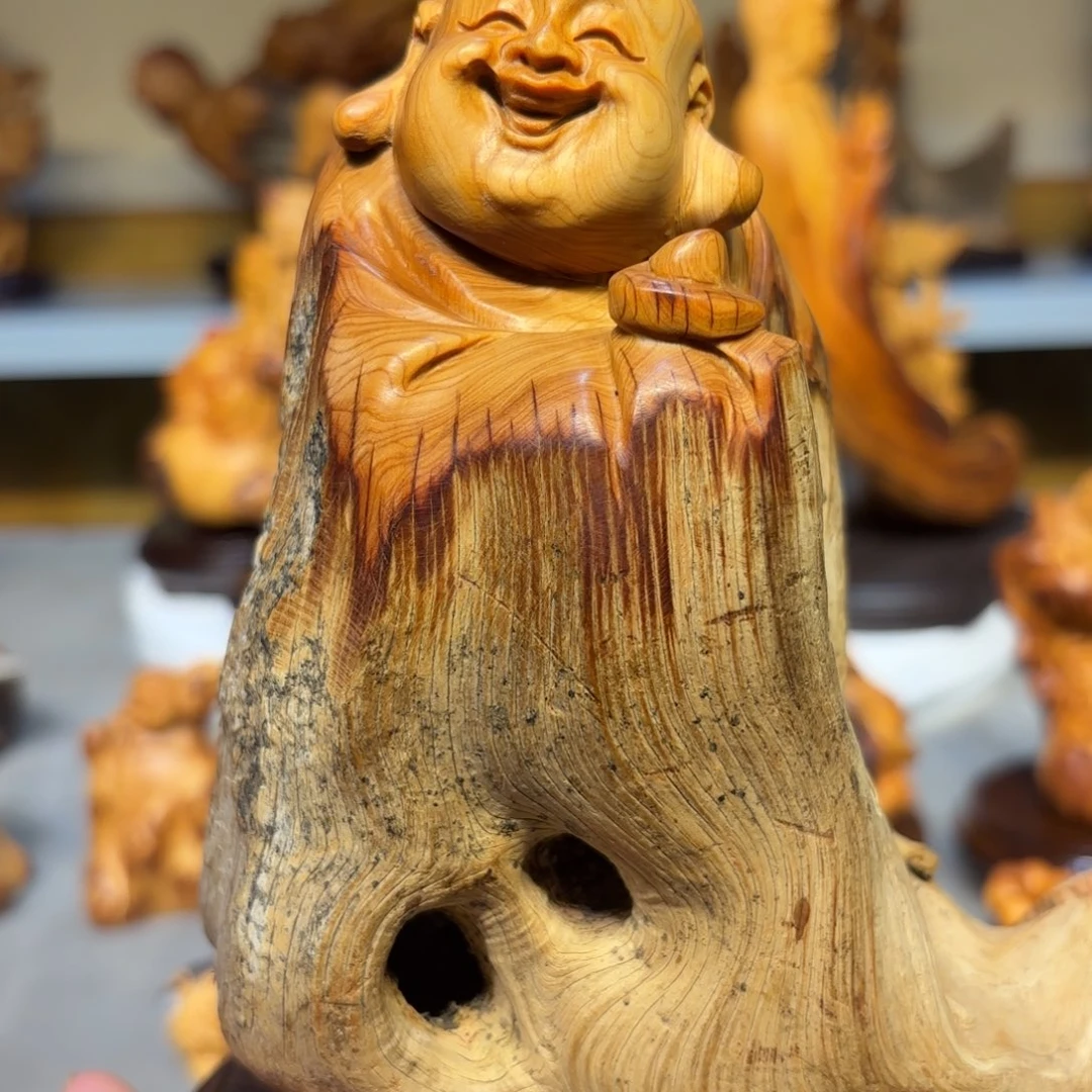 木太行崖柏弥勒佛