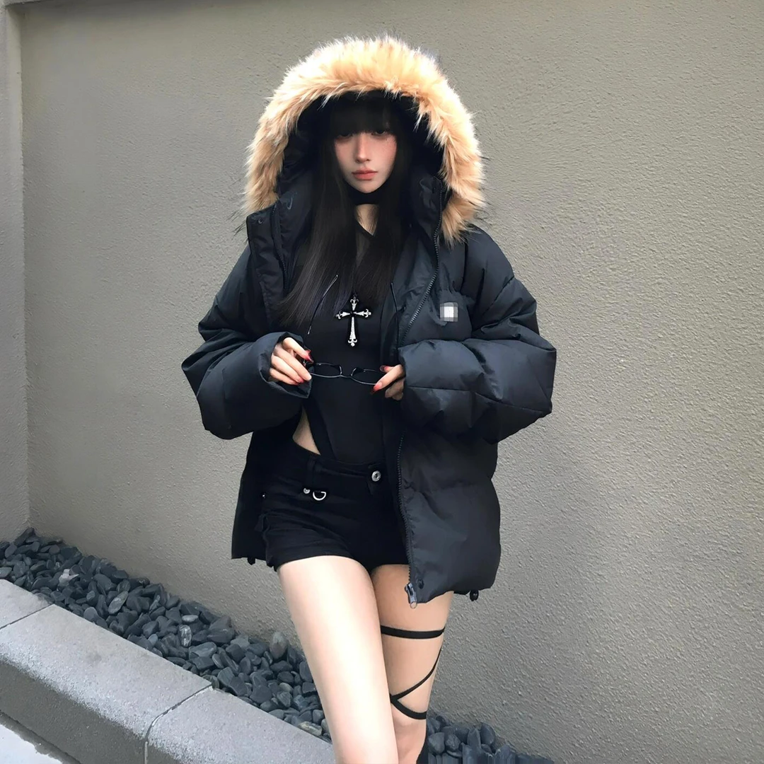 冬日allblack棉服女2025年新款加厚保暖小个子宽松棉衣棉袄冬外套