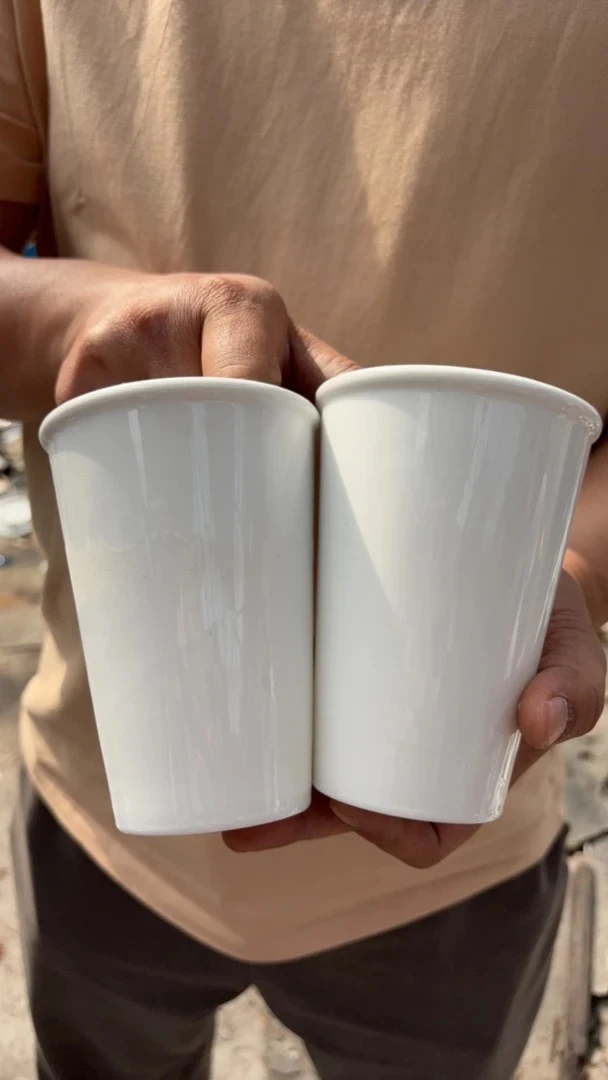 景德镇陶瓷玉泥胎啤酒杯可乐杯2只