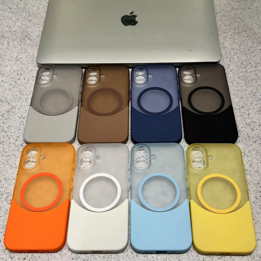 奥菲顿新款拼接半透适用苹果15promax磨砂iPhone16磁吸13手机壳14