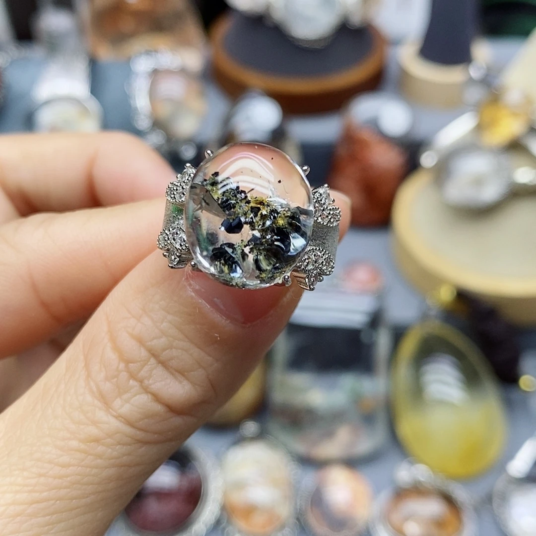 改***式水晶珠宝半成品银S925镶嵌定制水晶