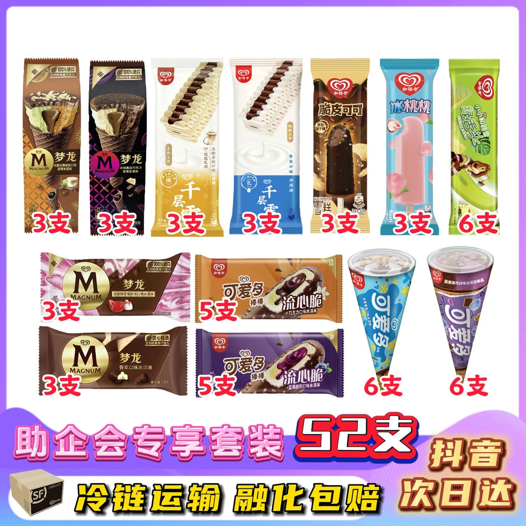 【助企会专享套装3】和路雪冰激凌雪糕52支大享包网红雪糕
