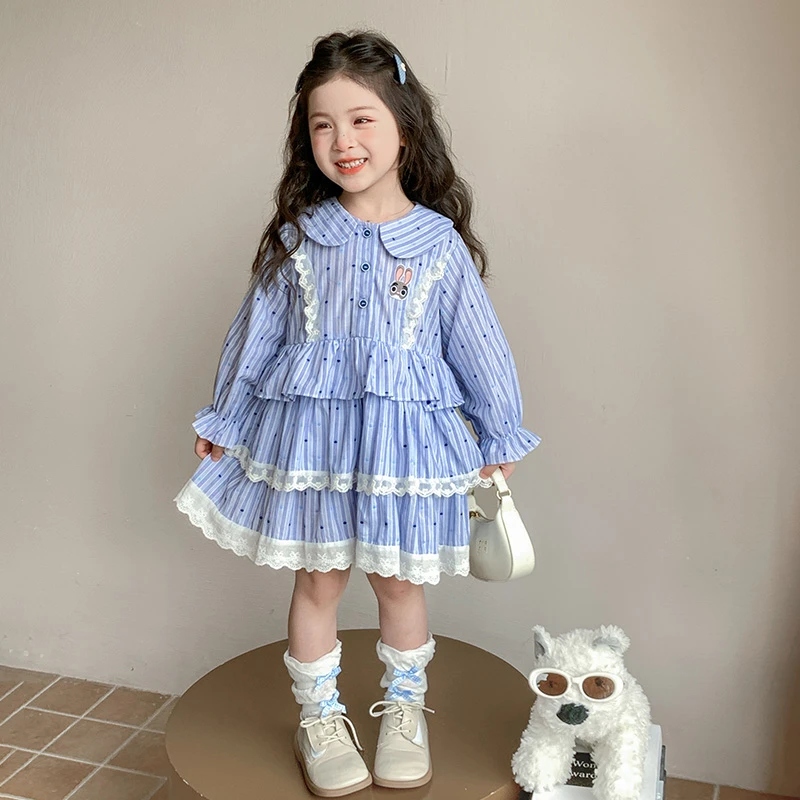 女童连衣裙春秋2025新款洋气儿童秋季长袖衬衫女宝宝秋装衬衣裙子