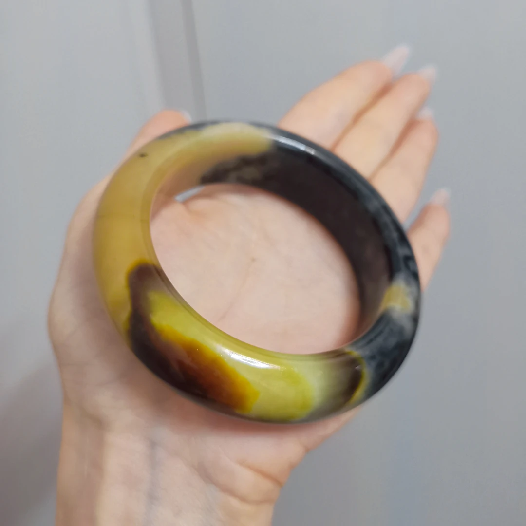 天然岫玉 55+圈口玉石王三色血管红镯子可盘透 45(默认微瑕)