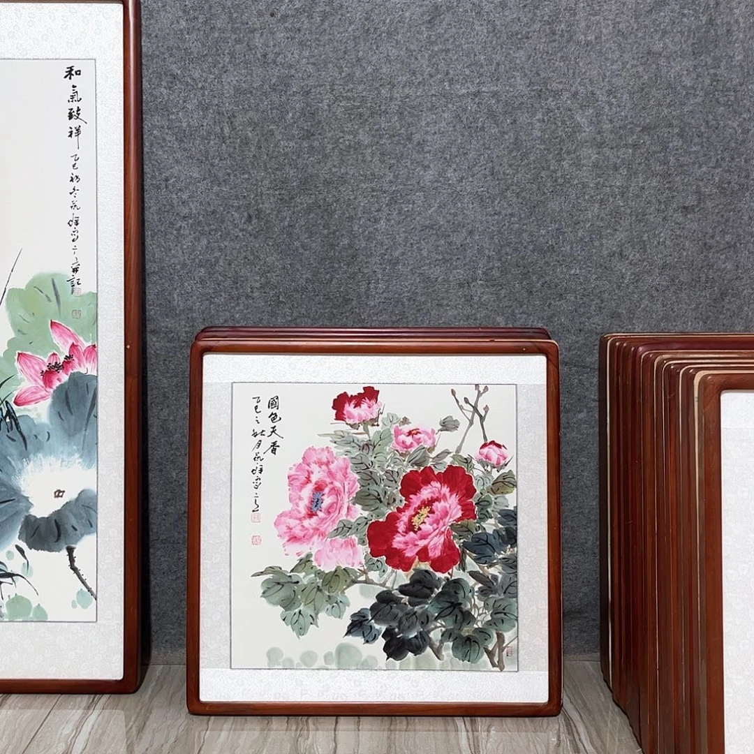 国画书画作品带框63×63