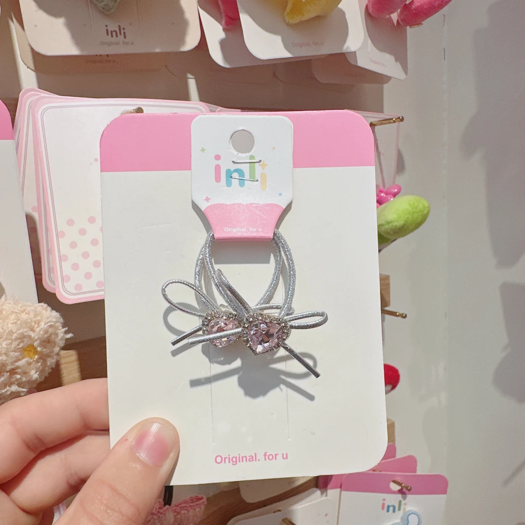 A086-银色爱心发圈一对【满15包邮发货】可爱仙女儿童发饰