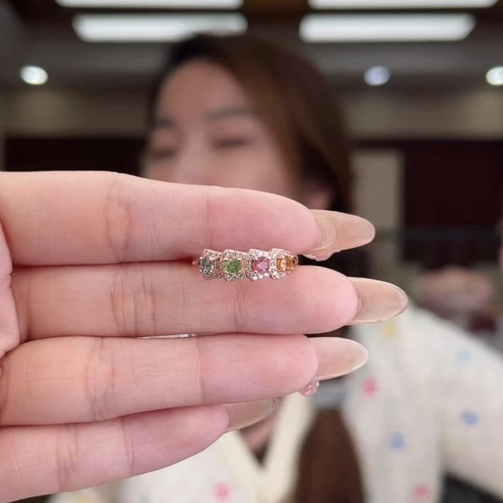 01580301碧玺/银S925镶嵌碧玺戒指多样性发货1