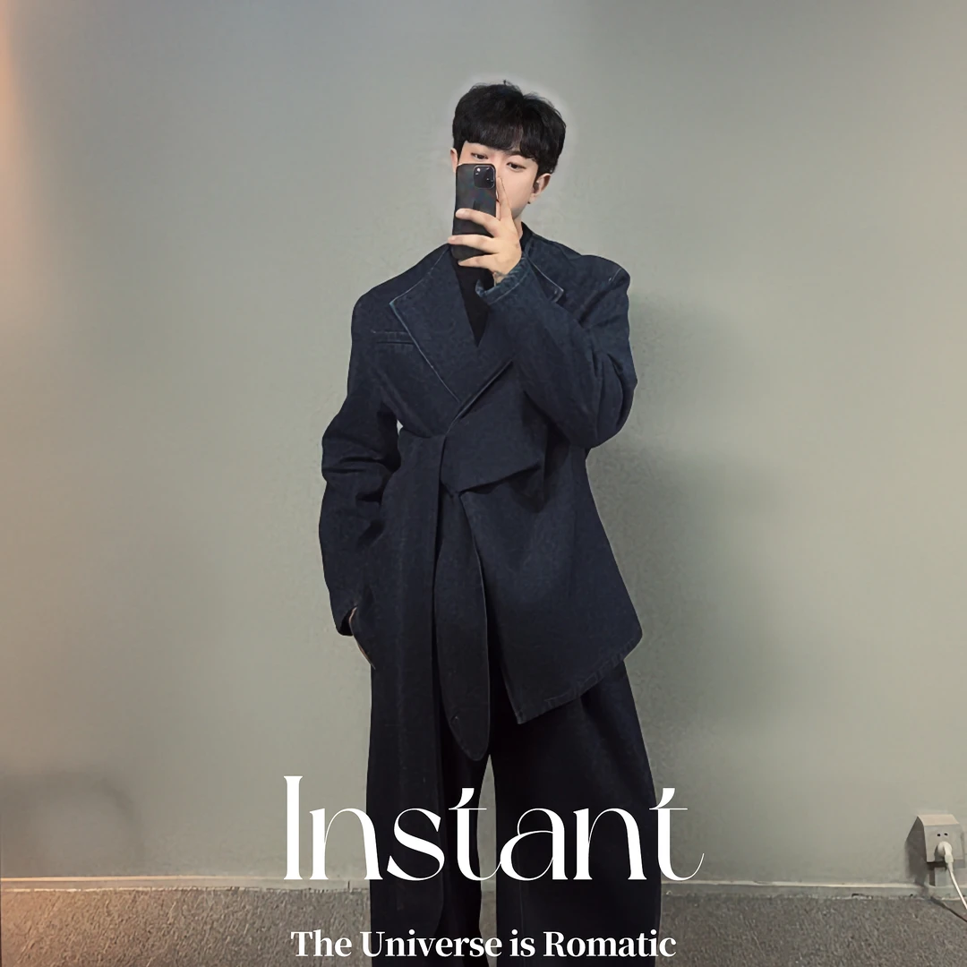 MUHE  原创情侣加绒款腰绳设计款原色牛仔套装！998