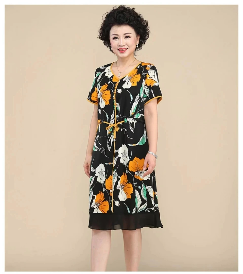 A042洋气碎花夏季连衣裙气质宽松大码女装裙子胖mm显瘦遮肚子长裙