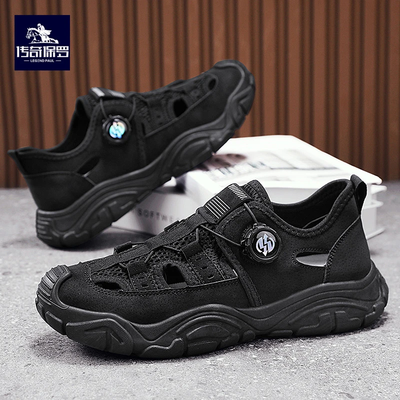传奇保罗夏季新款包头运动凉鞋男士户外登上耐磨厚底休闲凉拖鞋