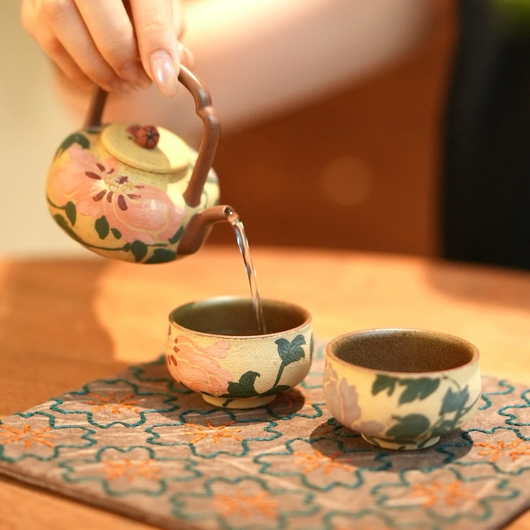 询价大惊喜刘素素新品中秋系列牡丹提梁壶120ml杯子60ml