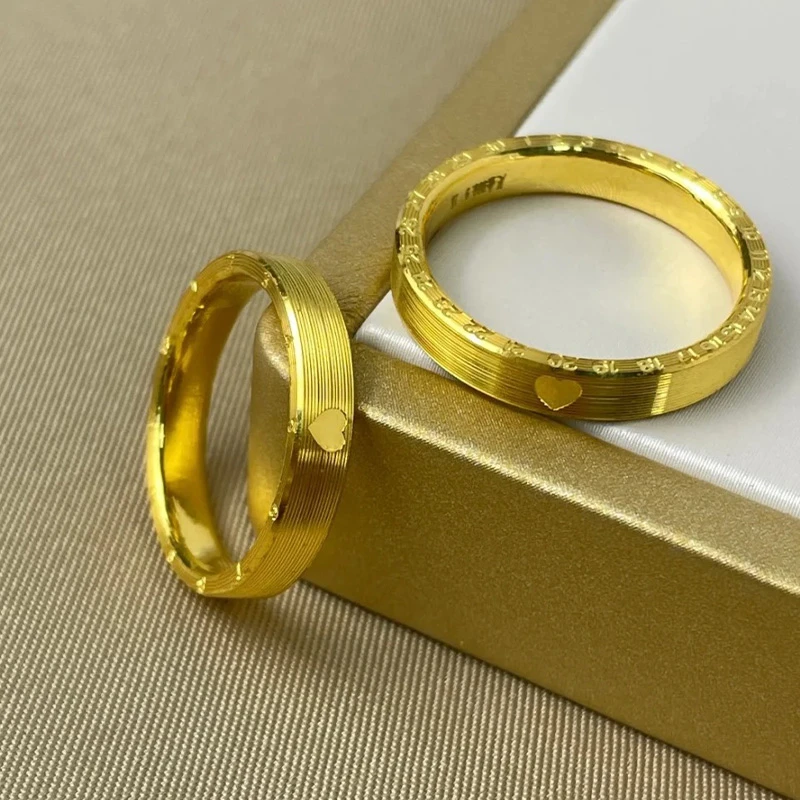 足金999爱你一生年轮黄金戒指固口指环时光数字素金520送女友礼物