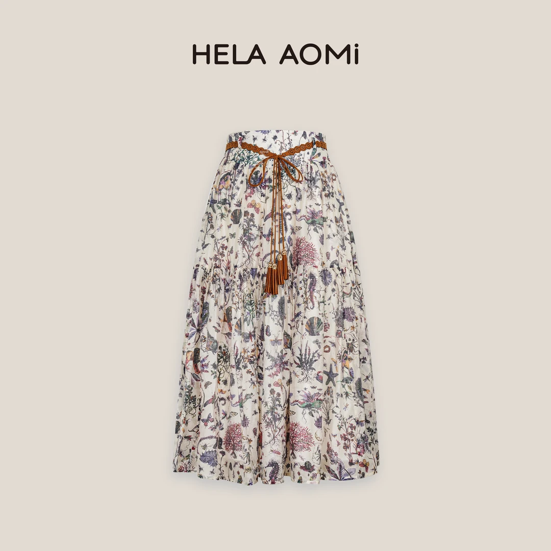 HELAAOMI “海洋系列·度假半裙”轻盈柔软天丝显瘦半身裙CY5BB71607