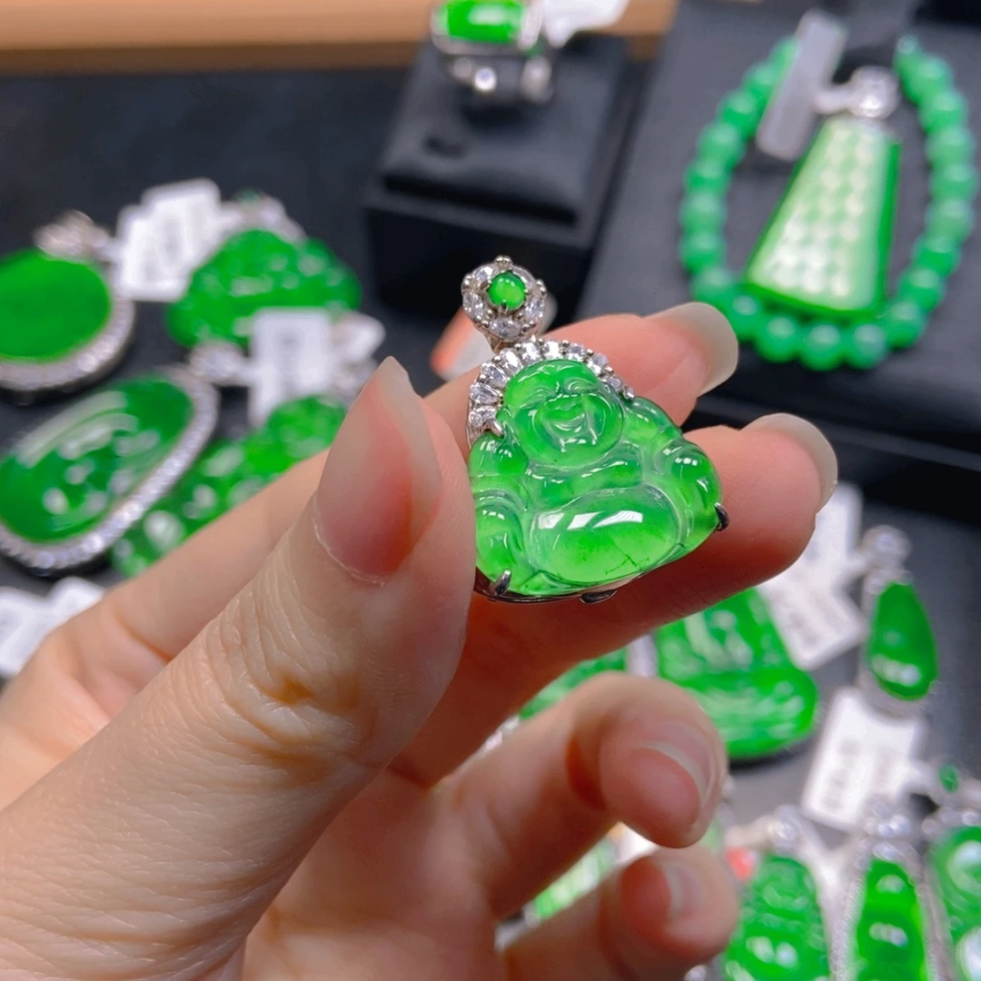 翡翠银S925镶嵌吊坠(不含链)