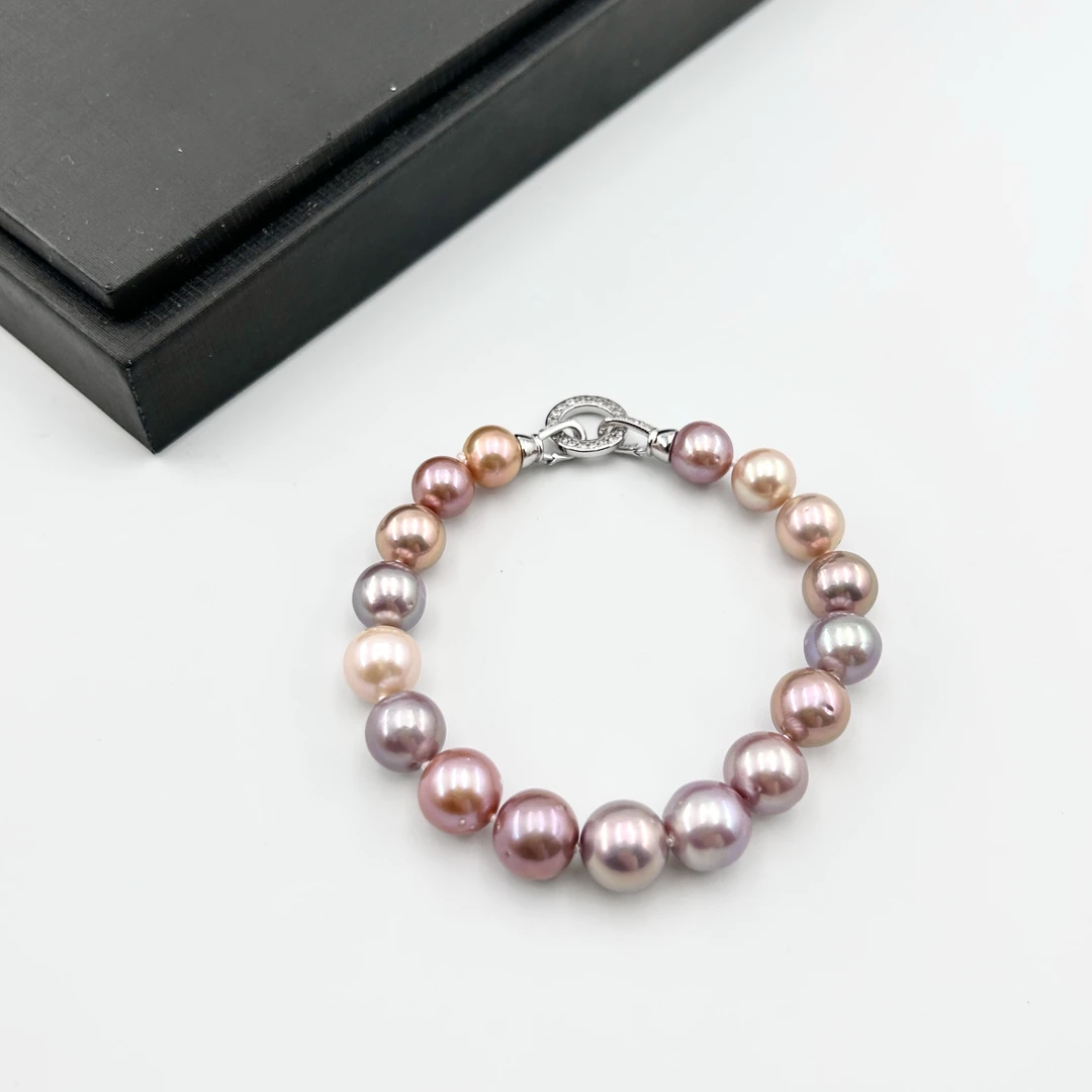 天然淡水珍珠紫珠糖果手链9-11渐变紫色XM-039-1