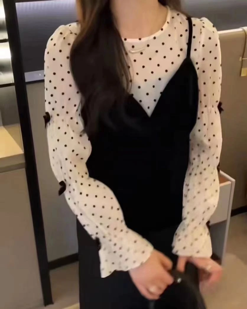 新款吊带波点上衣16564