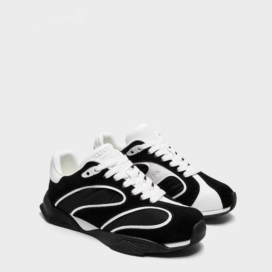 【聚新汇】9006A-2秋冬时尚百搭真皮系带英伦复古平底德训鞋