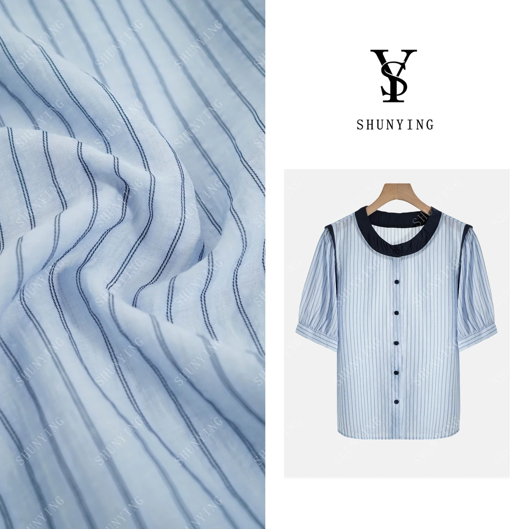 【仟娜】舒适洋气~气质时尚百搭条纹撞色领小衫SY72C3160