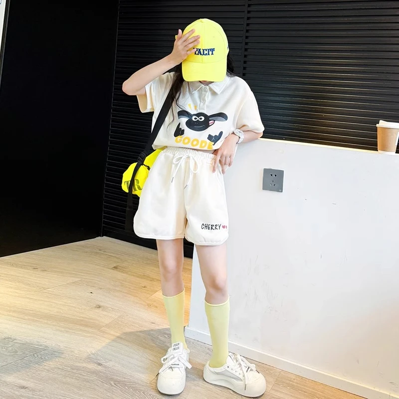 女童套装夏天洋气2025新款大童女孩运动夏装polo短袖儿童夏季短裤