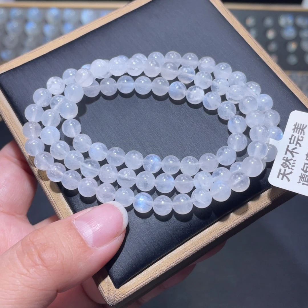 手链未镶嵌长石奶油体蓝月光手链多圈6mm捡漏价