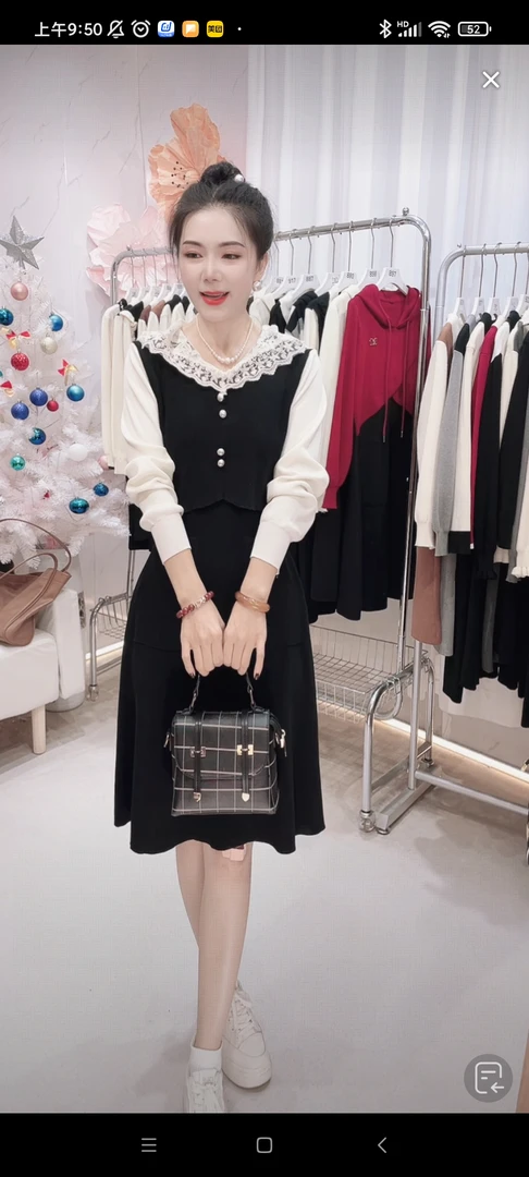 【编码960】蕾丝帽运动休闲假两件长袖 2025女款爆款针织女春秋裙
