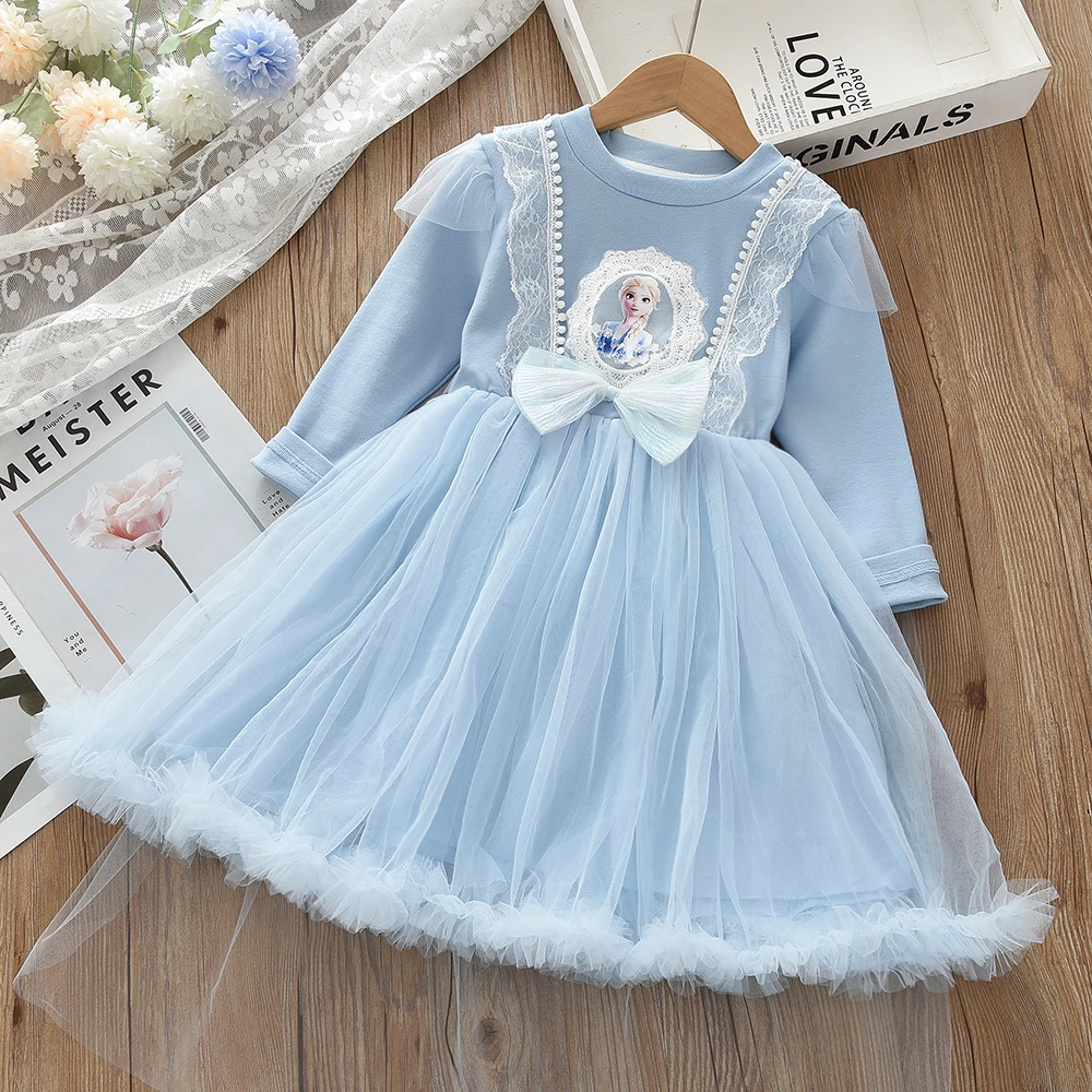 女童秋装披风爱莎公主裙 儿童秋季新品长袖棉布冰雪奇缘连衣裙子