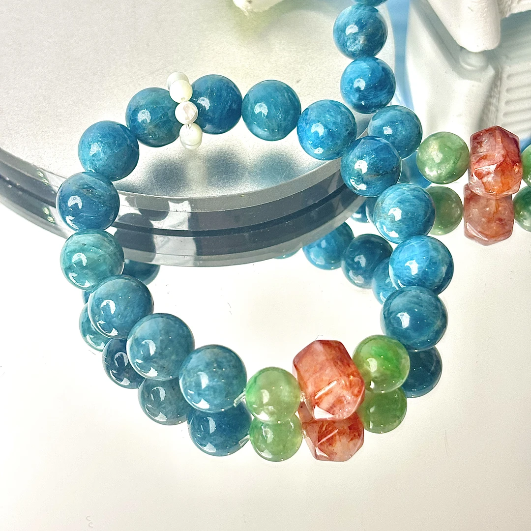 【变美plus】蓝磷灰胶花手串11mm面小仙多样性发其一Z