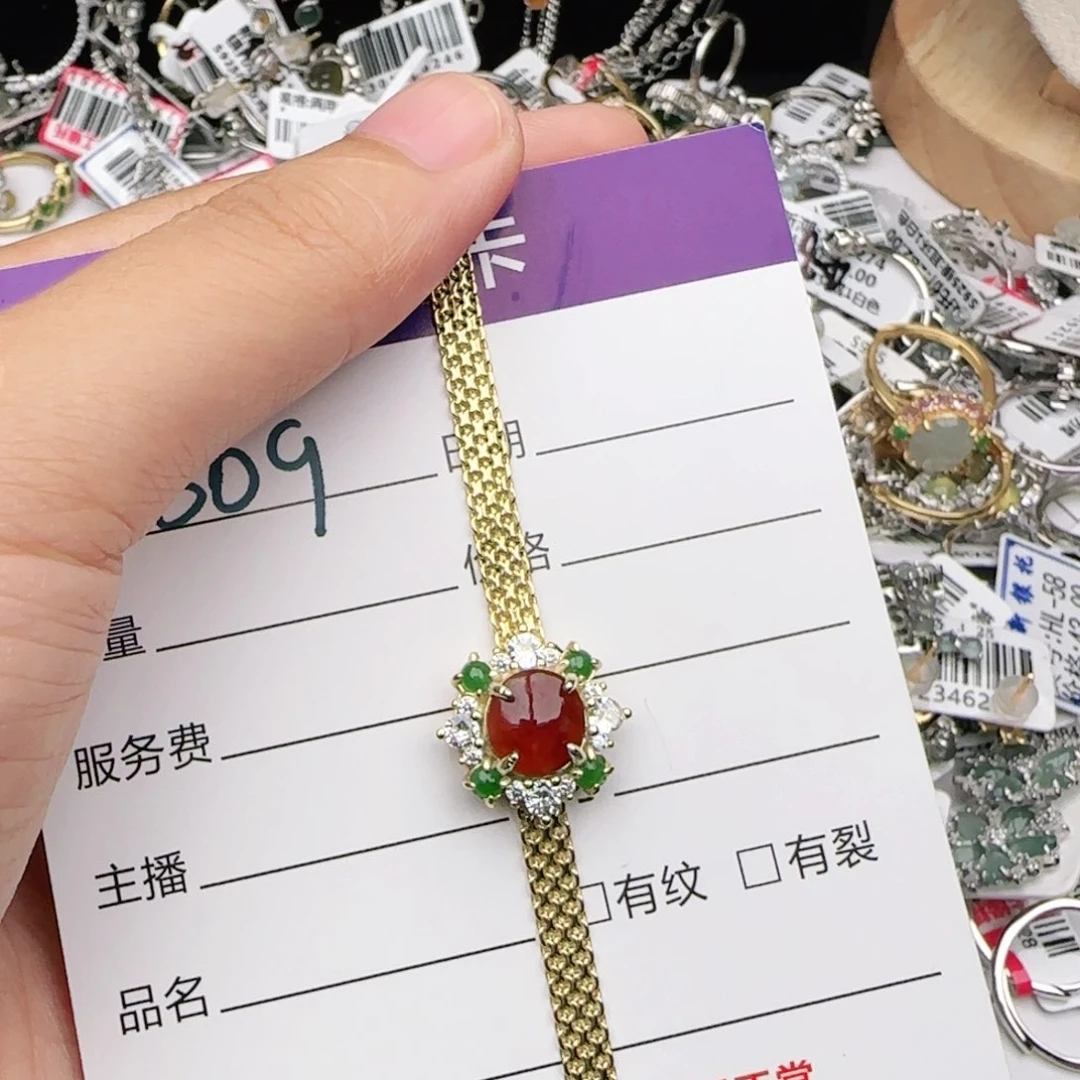 翡翠戒指银S925镶嵌戒指