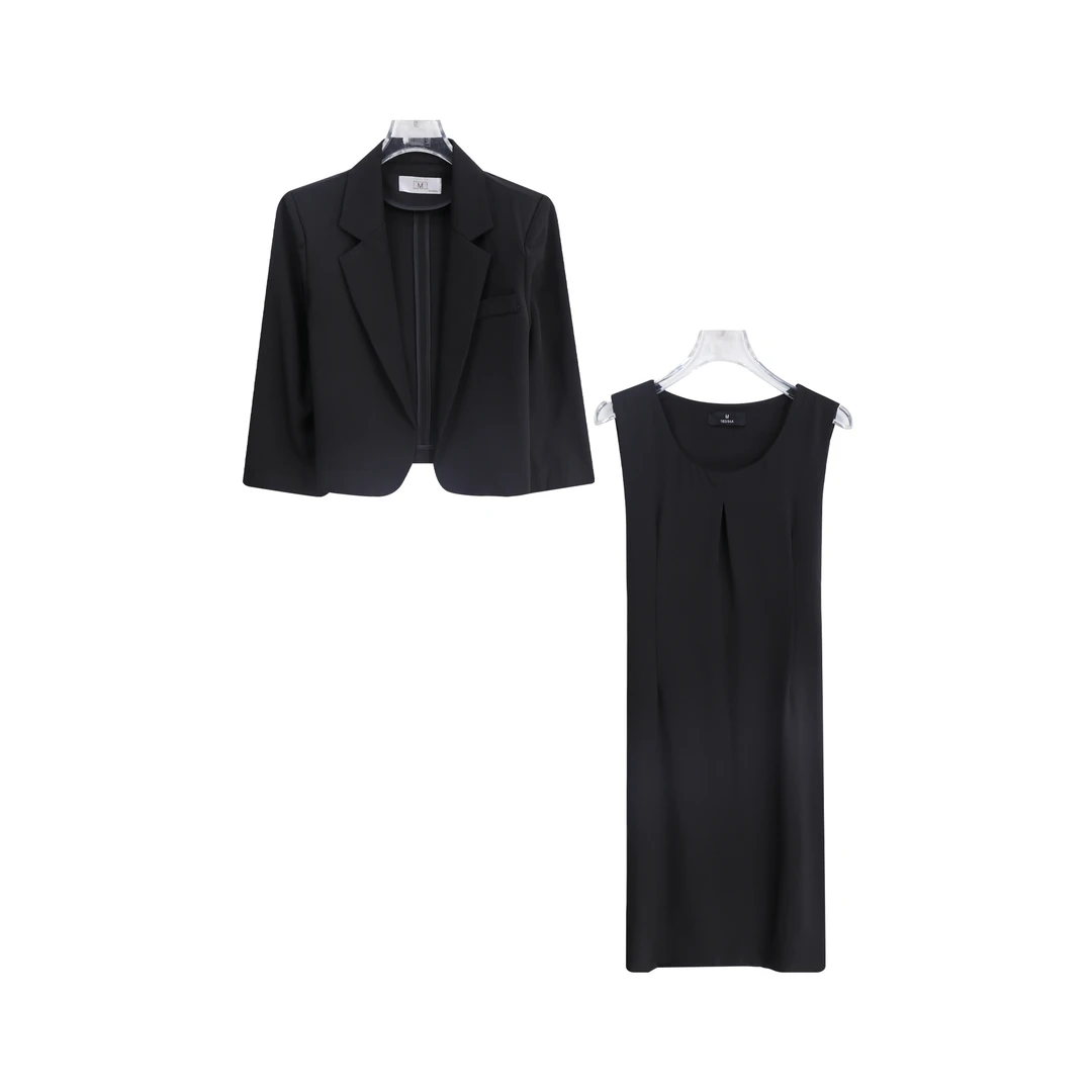 S高级感气质名媛职业风外搭背心裙套装A14580