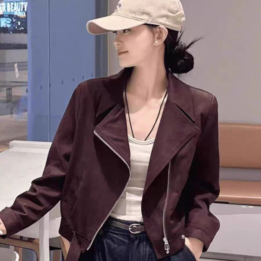 时尚翻领春秋百搭韩版短外套皮夹克秋季常规款女常规