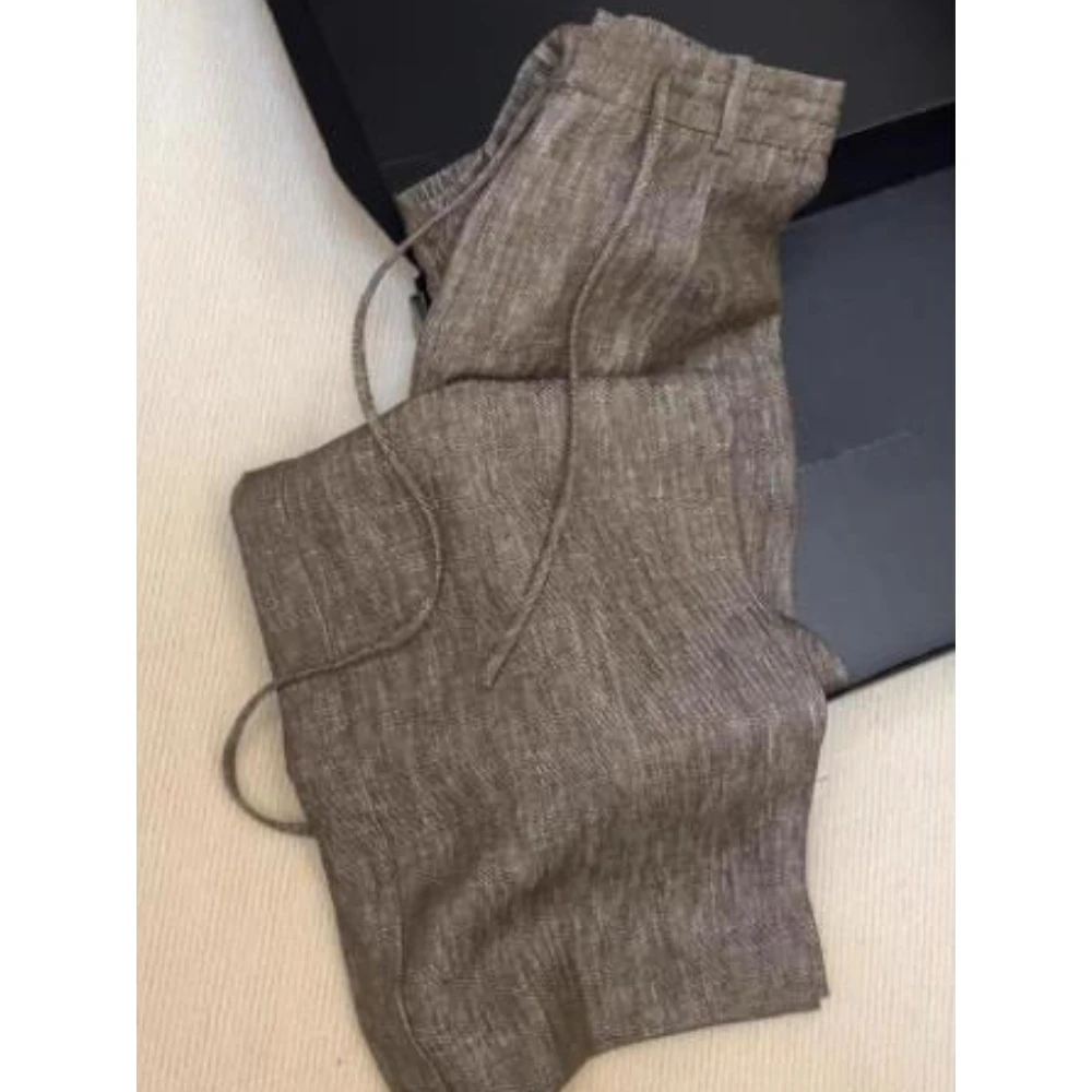 真心舒服！松弛感系带休闲裤子女2025早秋时髦慵懒宽松咖色阔腿裤