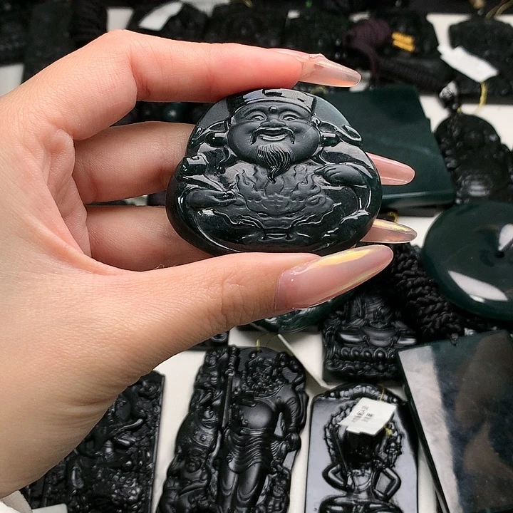 翡翠未镶嵌挂件天然a货钢琴黑挂件