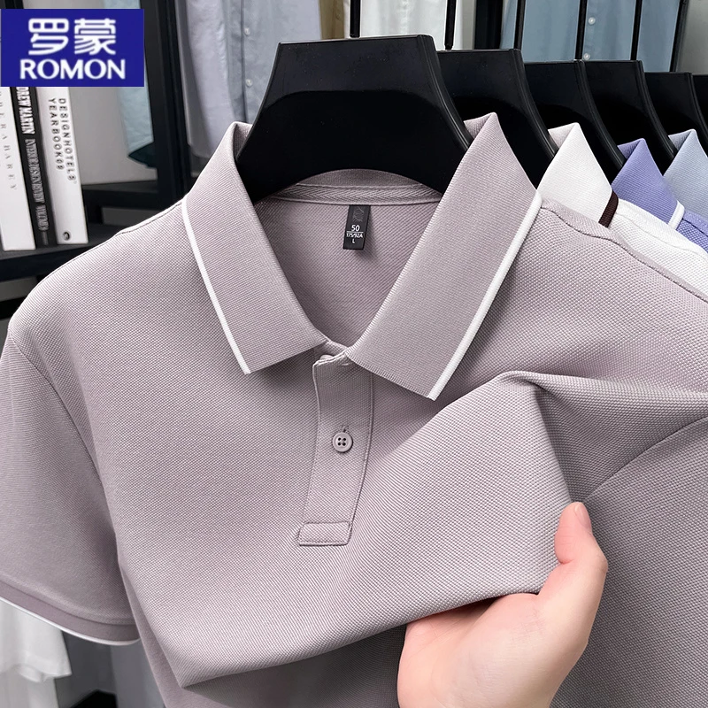 罗蒙正品时尚中青年短袖Polo衫夏季翻领男士休闲纯色商务T恤衫男