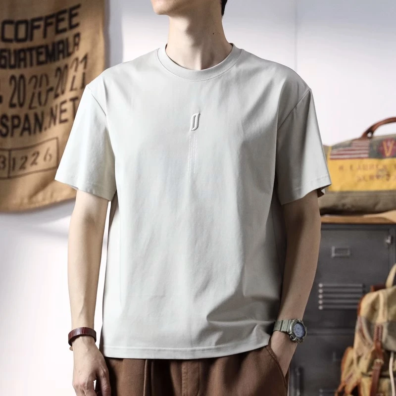 Salodac夏季短袖T恤美式简约3D字母印花体恤新款百搭休闲黑色t恤