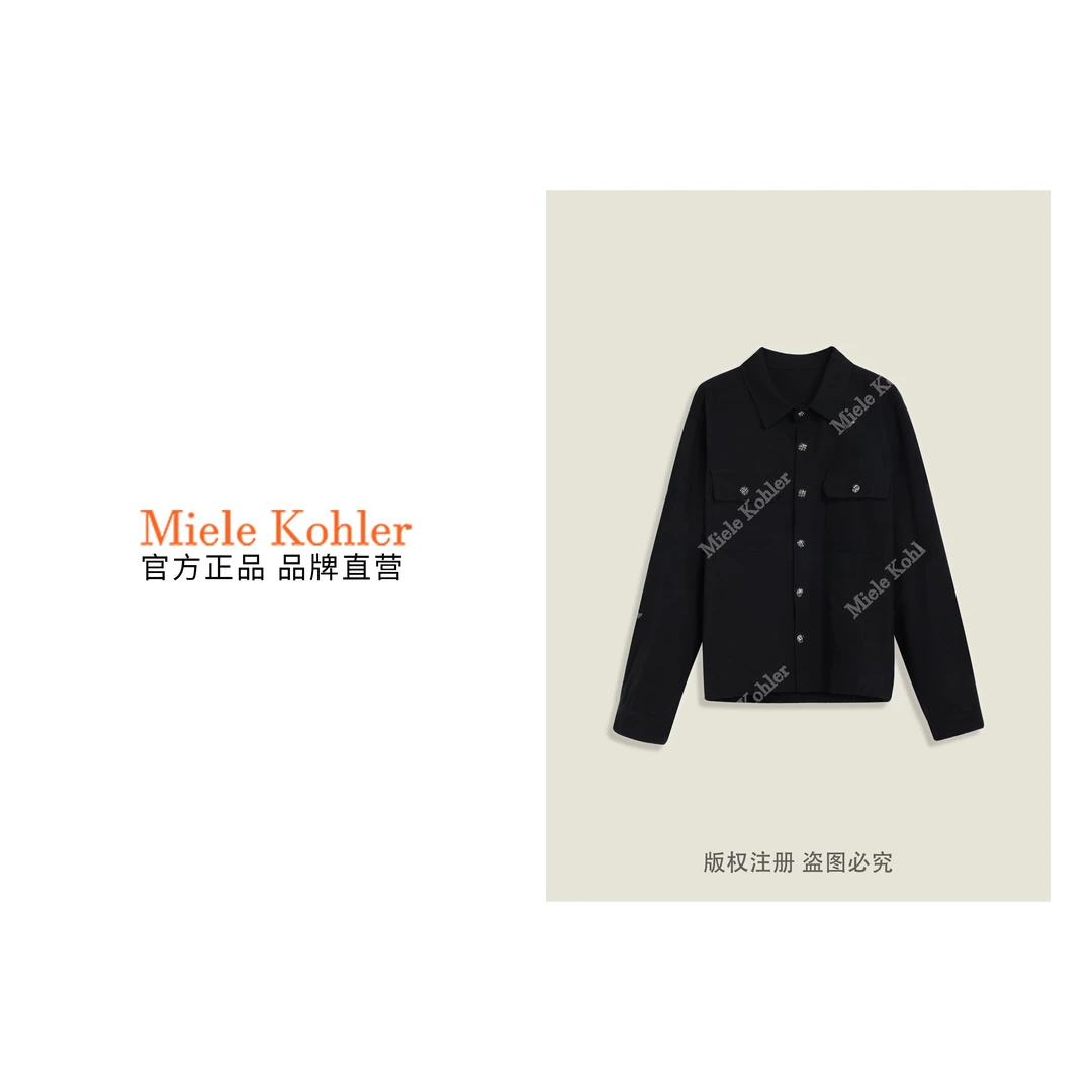 100%棉 春季新款烫钻印花翻领长袖女外套MKKQ67470【澳门小源同款】