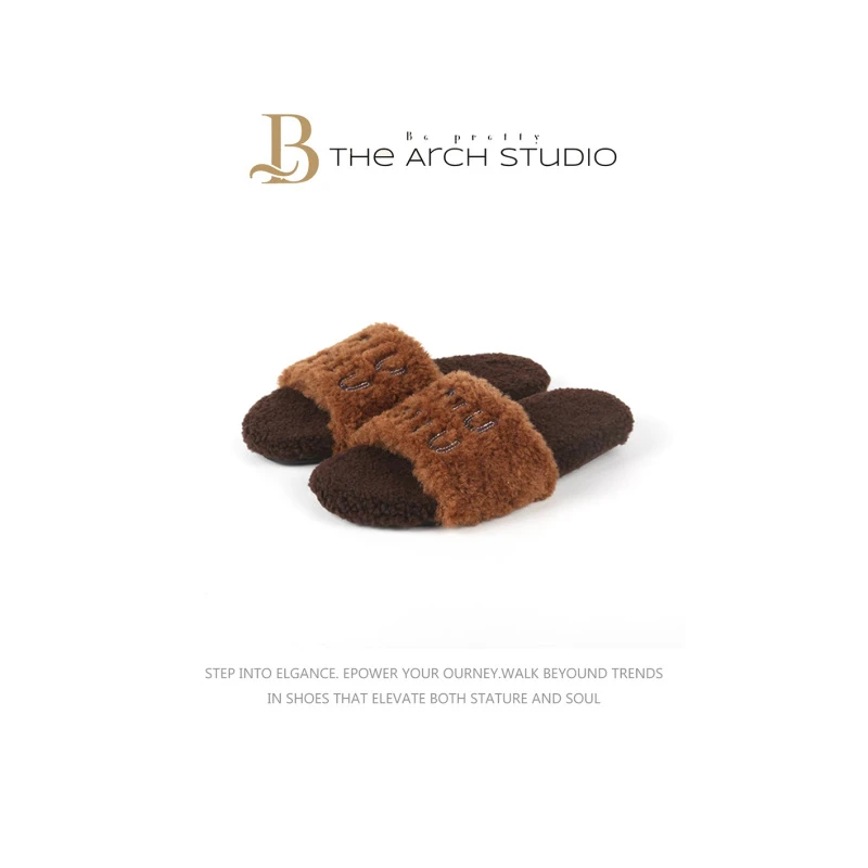 2025新款毛毛拖鞋一脚蹬保暖舒适居家外穿羊毛拖鞋