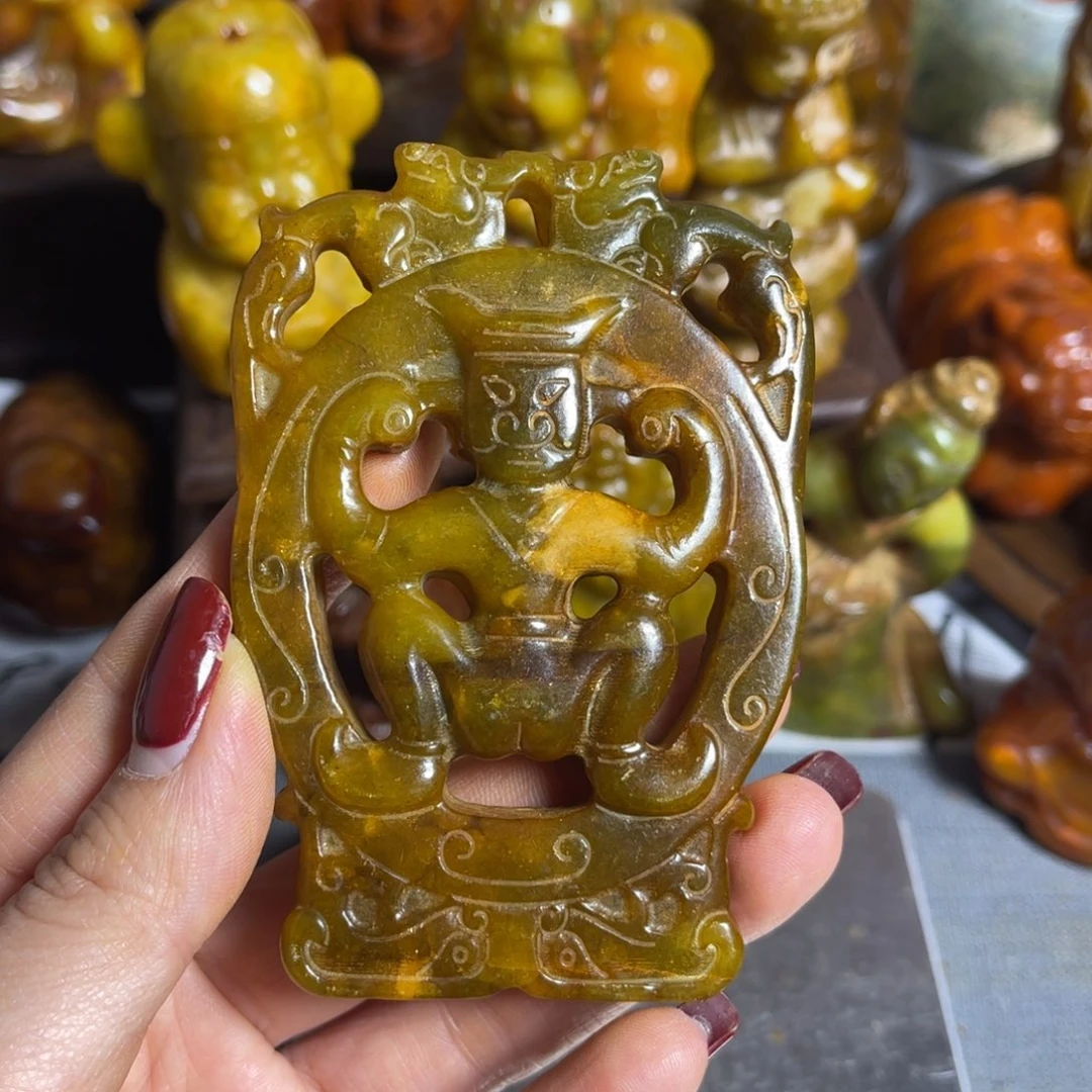蛇纹石玉合金颈饰