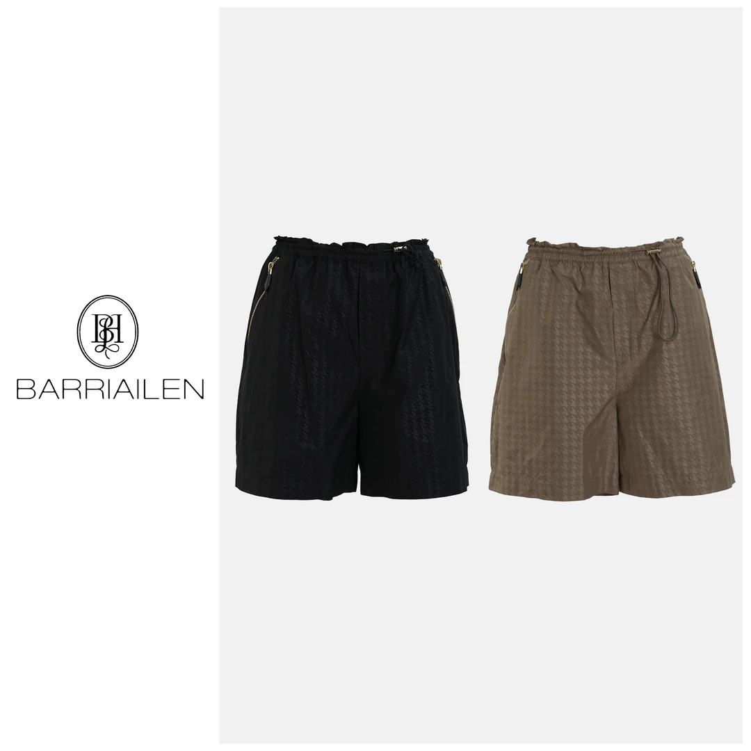 BARRIAILEN | 春夏经典千鸟格松紧腰短裤-2417219-1