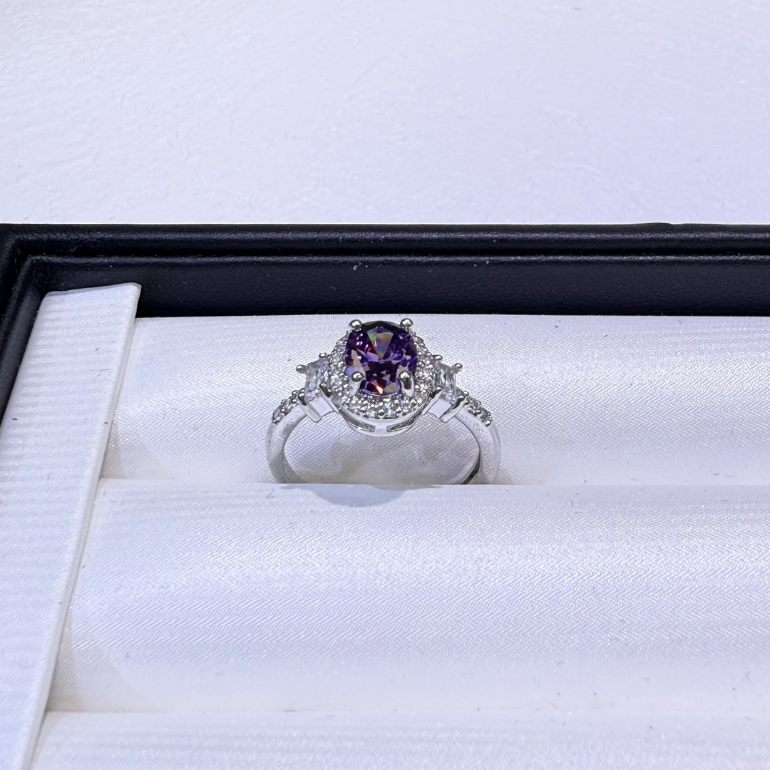 铜合金锆石戒指 JYJ8014-冰花切罗曼紫戒指时尚欧美